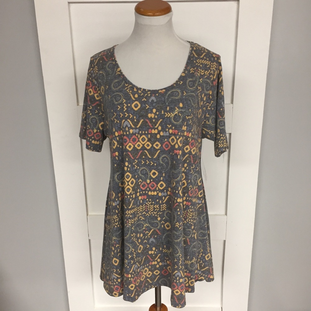 LuLaRoe Large Perfect T Orange Paisley Tunic